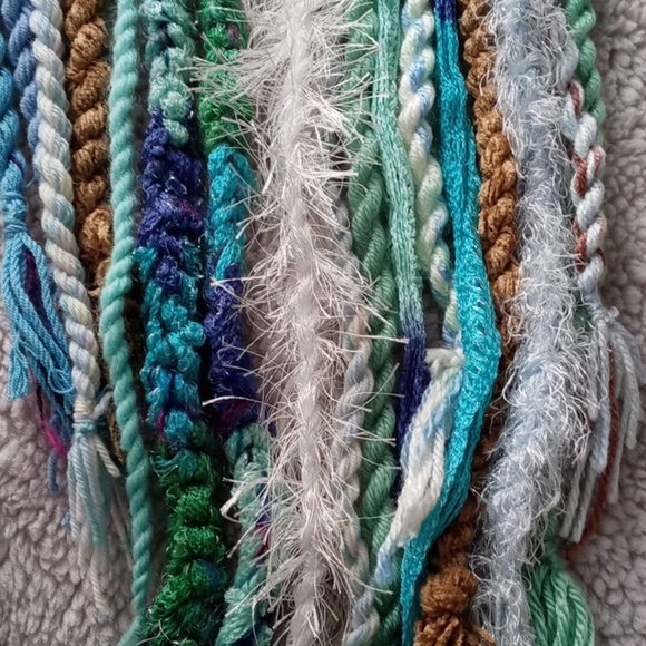 Blue Green Tan Cream Earthy Yarnfall - Picture 4 of 10